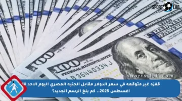 قفزة غير متوقعة في سعر الدولار مقابل الجنيه المصري اليوم الأحد 10 أغسطس 2025.. كم بلغ الرسم الجديد؟